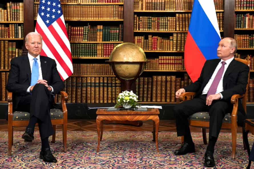 Joe Biden and Vladimir Putin meet for the US-Russia summit at Villa La Grange in Geneva, Switzerland, in June 2021.