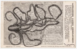 WB Northrop’s 1925 polemic map shows the octopus of ‘Landlordism’ strangling London.