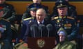  Vladimir Putin delivers a speech during a military parade on Victory Day.