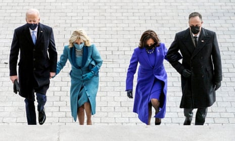 Joe Biden, Jill Biden, Kamala Harris and her husband, Doug Emhoff, arrive at the steps of the US Capitol ahead of Biden’s inauguration