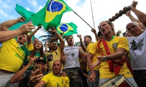 Supporters of Jair Bolsonaro take part in a rally in Rio de Janeiro