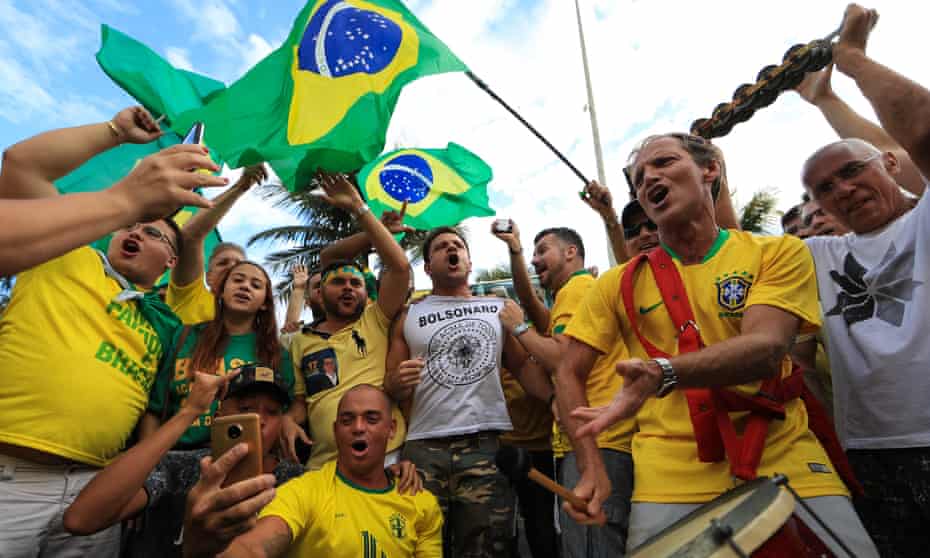 Supporters of Jair Bolsonaro take part in a rally in Rio de Janeiro
