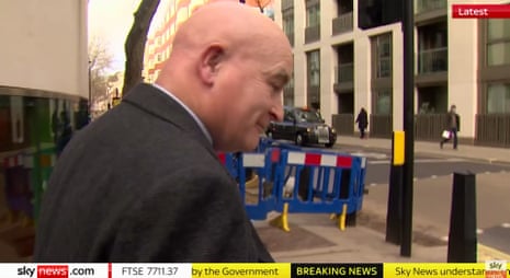 Mick Lynch leaving talks at the Department for Transport.