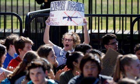 Students protest for gun control outside the White House.