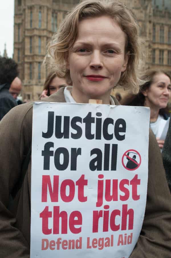Her role in Silk led her to join a protest against legal aid cuts.