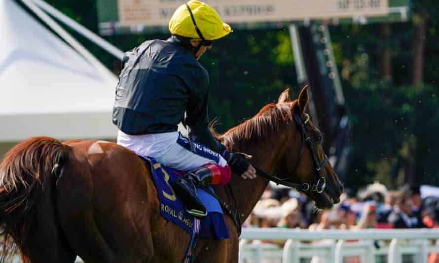 Frankie Dettori and Stradivarius after finishing third in the Gold Cup.