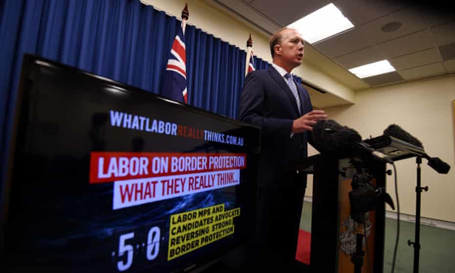 Peter Dutton at a news conference in Brisbane during the election campaign