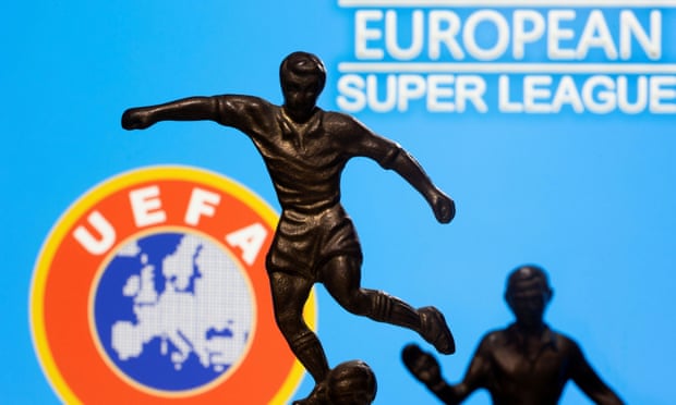 European Super League and Uefa logos