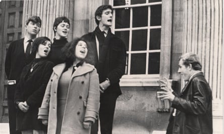 Martin Short, far left, rehearsing at Cambridge in 1964 for a theatre tour, with Miriam Margolyes, front right, and John Stuttard conducting