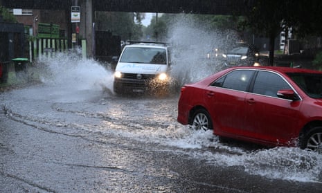Torrential rain caused flash flooding in parts of Sydney on Monday, with the south-west worst affected.