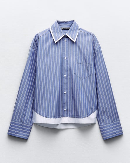 A blue and white contrast striped shirt from Zara