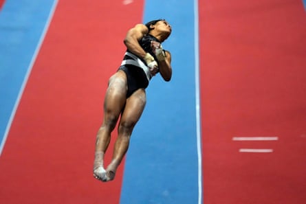 Gabby Douglas competes on the vault at the American Classic.