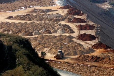 A bulldozer loaded with rare earth materials at a mine in Mojiang Hani Autonomous County, Simao city, Yunnan province, China.