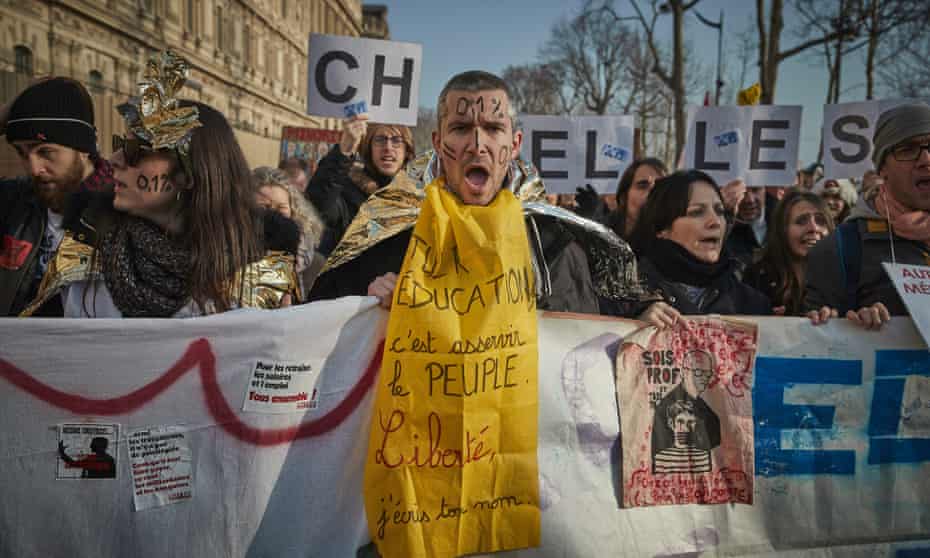 Demonstrators protest in Paris against proposed pension reforms