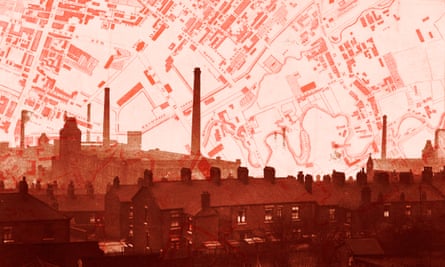 Uma ilustração de Manchester, a cidade central do podcast Cotton Capital do Guardian.