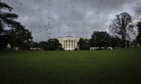 White House in the rain.