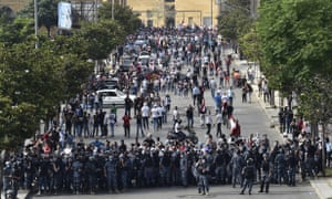 Lebanese forces line up as thousands of people gather at Martyrs Square