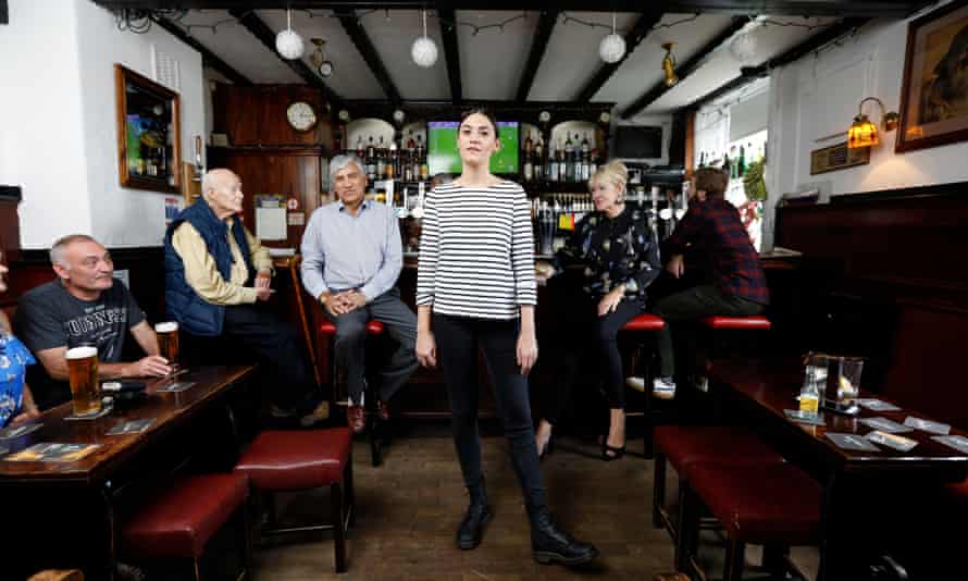 Nadine Shah and (at the bar) her parents Imtiaz and Heather in the Jolly Sailor pub in Whitburn, South Tyneside.