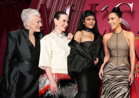 Close with, from left, Sarah Paulson, Teyana Taylor and Kim Kardashian at the world premiere All’s Fair last month.