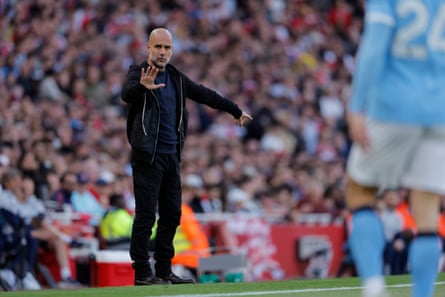 Pep Guardiola, Manchester City’s manager, at Arsenal