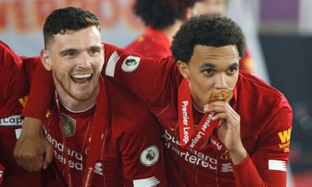 Liverpool’s Andy Robertson (left) and Trent Alexander-Arnold – ‘the best all-round throwers in the world’.