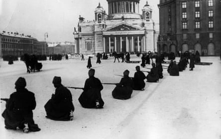 Soldiers in St Isaac’s Square during the October Revolution of 1917.