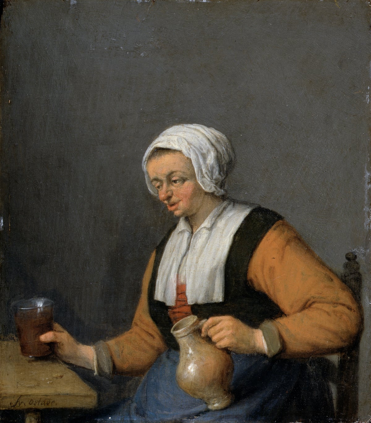 A Woman with a Beer-Jug (c1670s) by Adriaen van Ostade.