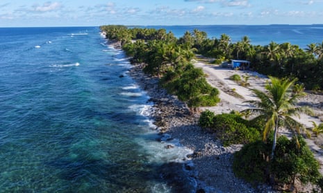 An aerial view of the northern end of Funafuti island in Tuvalu