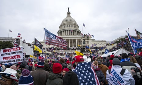 Supporters of Donald Trump rally before storming the US Capitol on 6 January