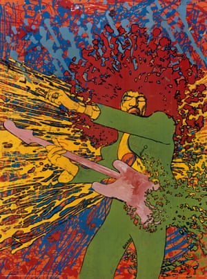 Martin Sharp, Exploding Hendrix, 1968‘Felix’s poster collection was very personal; he collected what he liked, rather than obsessively ticking things off a list. As a consequence he concentrated on artists he really admired such as Martin Sharp, the first graphic designer of Oz as well as a good friend and the principal artist for Big O posters. His Exploding Hendrix, based on a photograph by Linda Eastman – soon to be McCartney – is among the most evocative and iconic images of the 1960s’