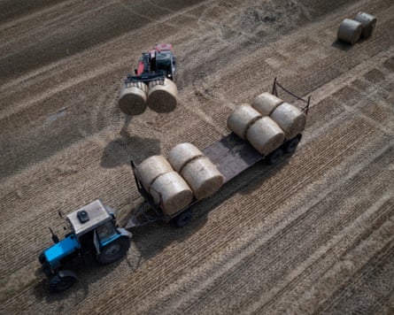 Ukrainian tractor in field