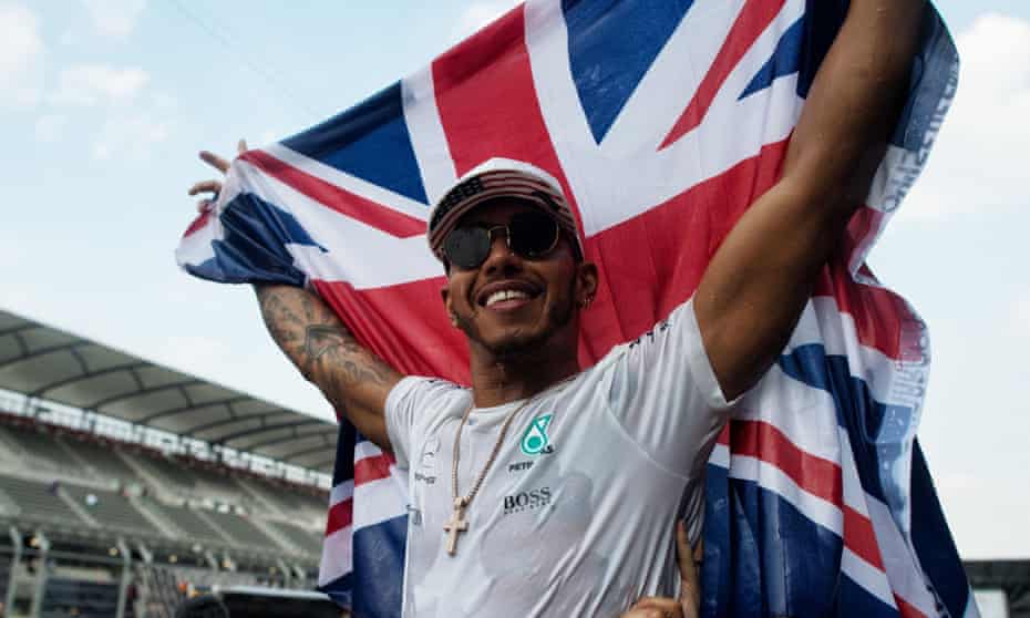 Lewis Hamilton celebrates winning the Formula One drivers’ championship at the Mexican Grand Prix in October