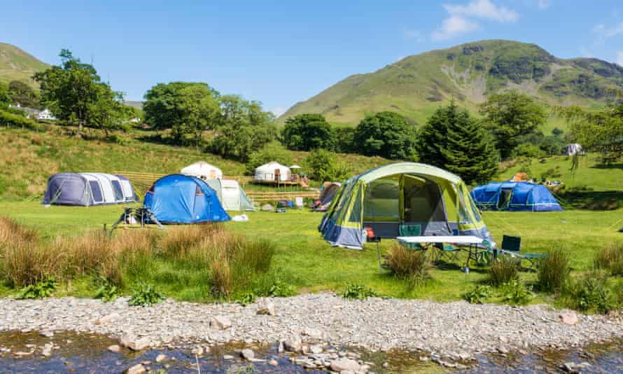 People camping in the Lake District in Cumbria
