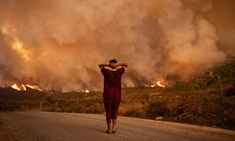 Wildfires tearing through a forest in the Chefchaouen region of northern Morocco