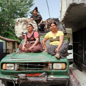 Informal garbage recyclers Hazal, Gullu and Binnaz