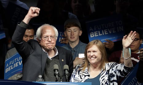 Democrat Bernie Sanders and his wife Jane at a campaign rally in Louisville, Kentucky, on Tuesday.
