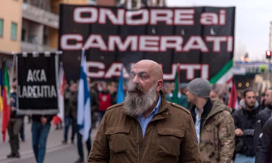Gianluca Iannone at the 7 January CasaPound rally in Rome.