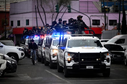 Mexican National Guard special forces patrol in Mexico City.