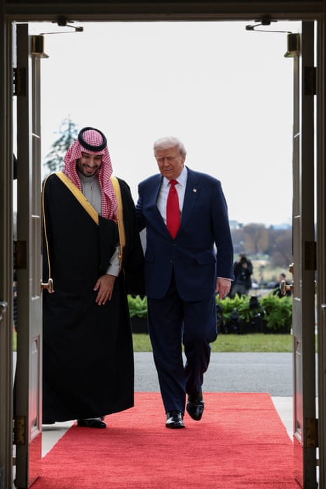 Donald Trump usherd the Saudi crown prince, Mohammed bin Salman, into the White House on Tuesday.