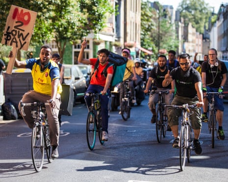 Couriers protesting about wages.