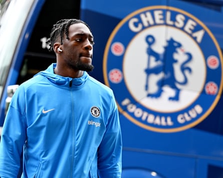 Axel Disasi with a Chelsea crest in the background