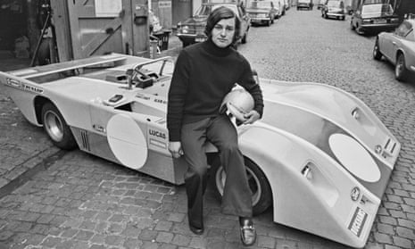 Alain de Cadenet in 1973 with the Duckhams LM1 racing car built for him and his team-mate, Chris Craft.