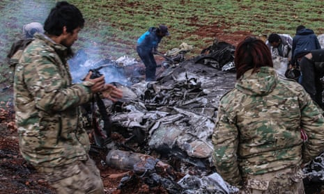 The helicopter belonging to Assad regime forces was downed in a “de-escalation zone” in northwest Syria.