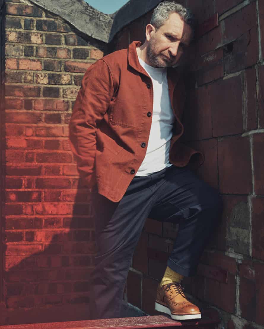 Raising the roof: Eddie Marsan wears jacket and socks both by toa.st; T-shirt by arket.com; trousers by Alex Mill (mrporter.com); and brogues by grenson.com.