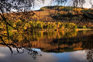 Autumn colours and frost surround Loch Tummel