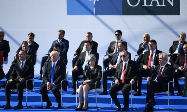 World leaders meet for the Nato summit ceremony on Thursday in Brussels, Belgium.