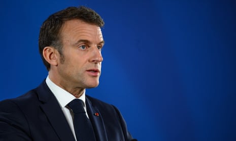President Emmanuel Macron of France at a press conference following the European Council summit in Brussels, Belgium, on 22 March