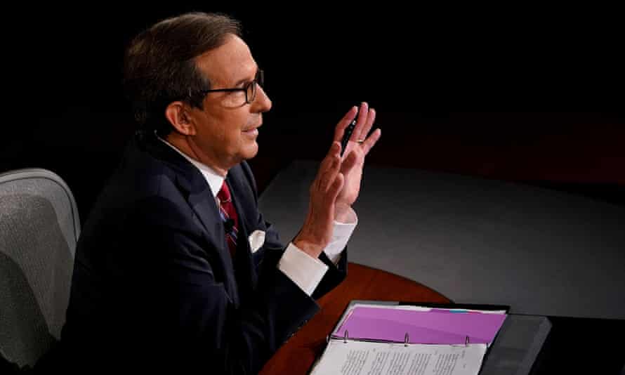 Chris Wallace at the first 2020 presidential election debate between Donald Trump and Joe Biden in Cleveland, Ohio, on 29 September 2020.