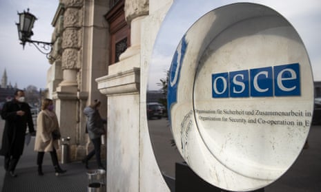 Delegation arrives for a meeting of the Permanent Council of the Organization for Security and Cooperation in Europe (OSCE), in Vienna, Austria in Vienna, Austria, Tuesday, Feb. 15, 2022.