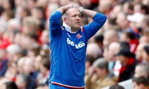 Stoke City manager Paul Lambert reacts.